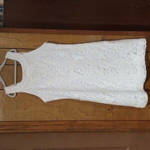 TeezeMe White Crochet Lace overlay Dress